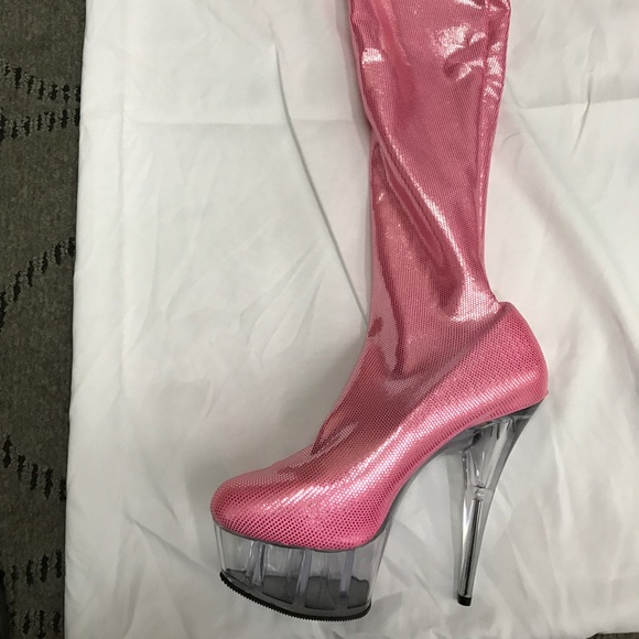 pink knee boots